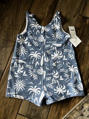 New! 5T Grayson Mini Blue Palm-Print Kids One-Piece Bodysuit